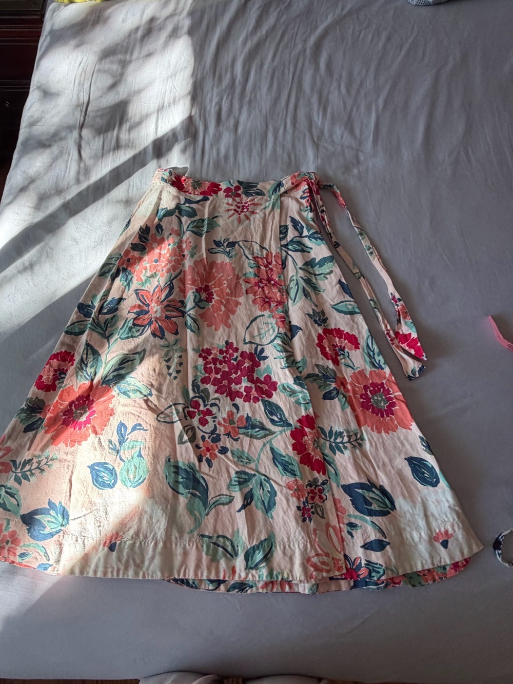 LOFT Floral A-Line Wrap Skirt in Peach, Coral, Teal, Navy